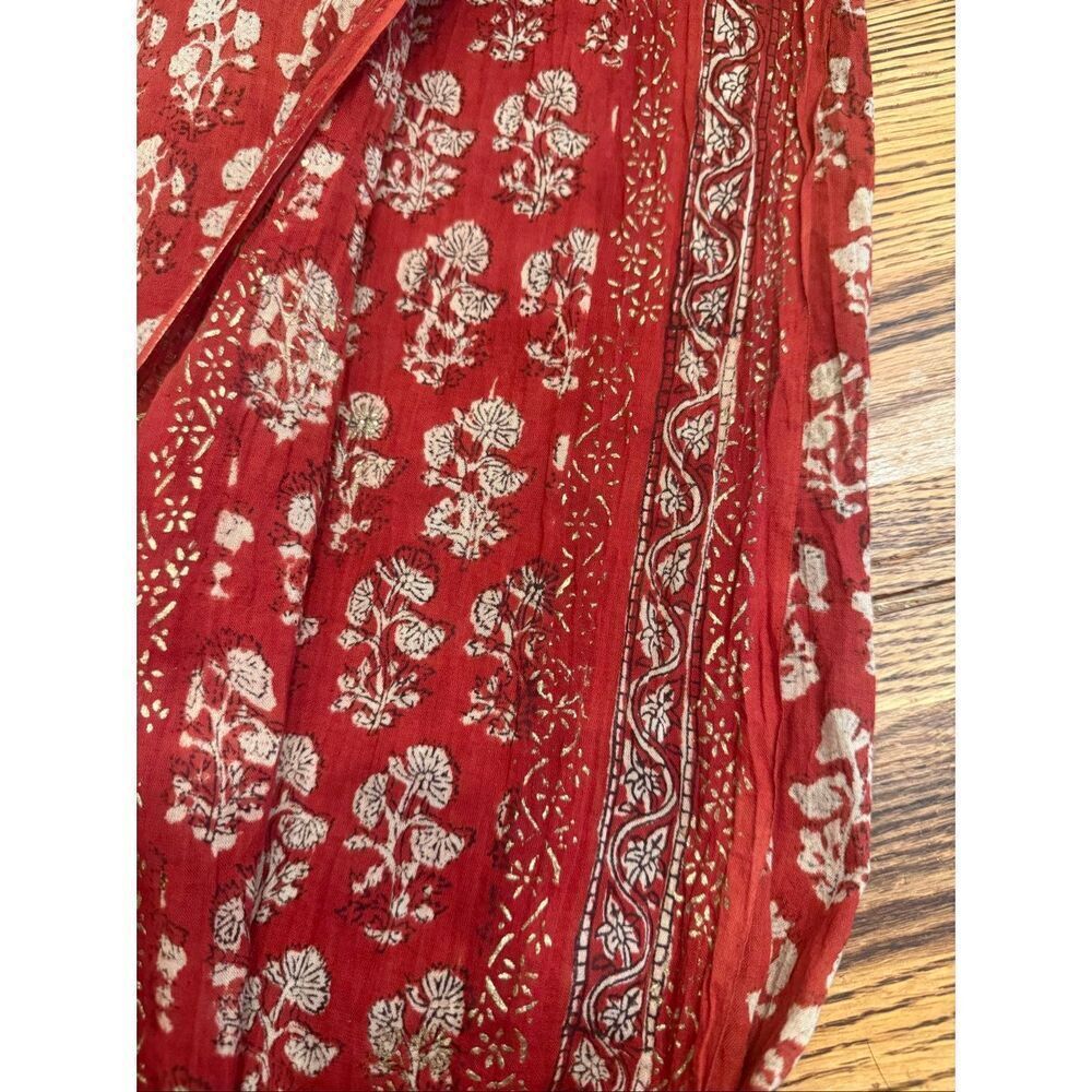 Scarf from rajistan India red cream print - Picture 3 of 3